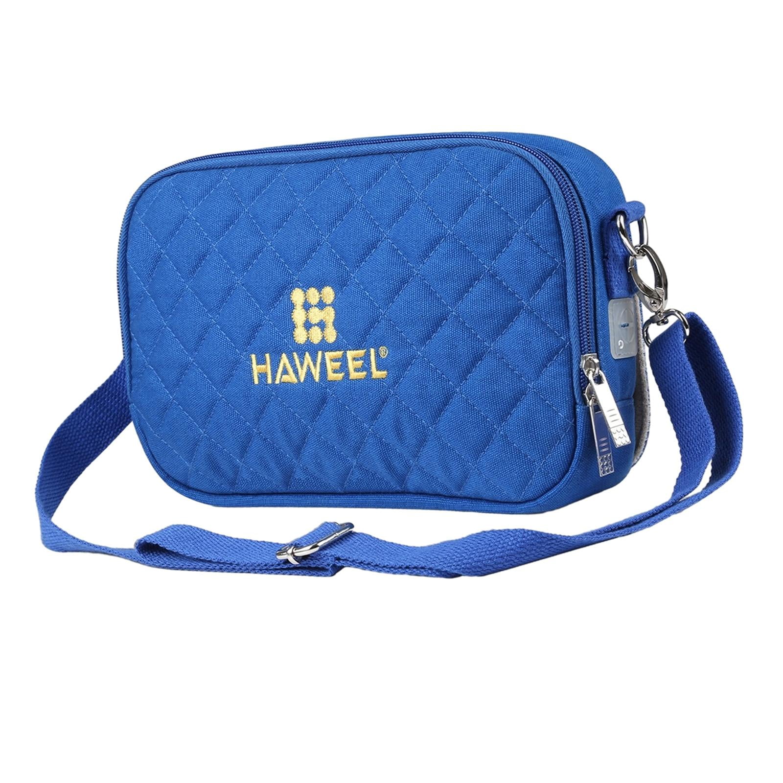 harayaa Cross Shoulder Hand Warmer Storage Bag Prevent Overheating Canvas Warmer Bag USB Blue