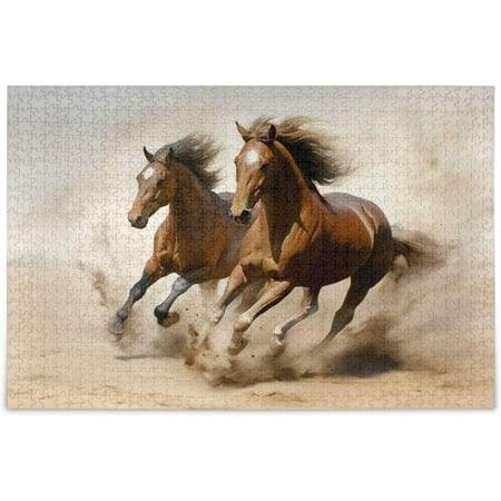 FREEAMG Puzzle- Chestnut Horse Jigsaw Puzzles,1000 Piece Puzzles for Family - Fun Intellectual Decompressing Educational Games