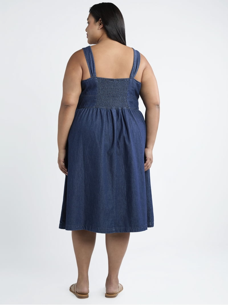 white christmas dresses Denim Corset Flowy Midi Dress main image 0