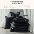 thumbnail image 7 of Twin Comforter Set - Twin Bed in a Bag 5 Pieces Stripes Seersucker Bedding Set, Soft Lightweight Down Alternative Comforter, Twin Bed Set (Black, Twin), 7 of 7