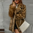 thumbnail image 4 of BiZtdJrK 90 Off Clearance Sale Faux Fur Coats for Women Long Sleeve Leopard Lapel Jackets 2024 Fall Winter Fluffy Warm Jacket Outwear Brown 3XL, 4 of 9