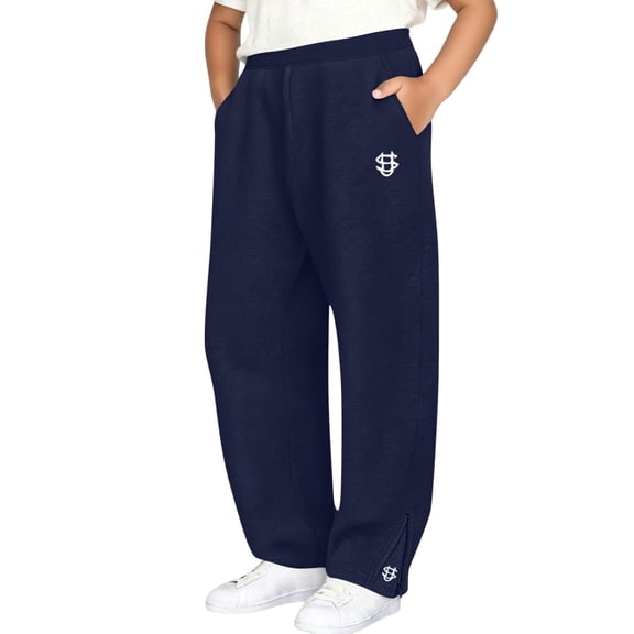 Chiccall Boys Girls Baggy Sweatpants Elastic Waist Wide Leg Lounge Sweat Pants Casual Versatile Joggers Track Pants with Zippers and Pockets