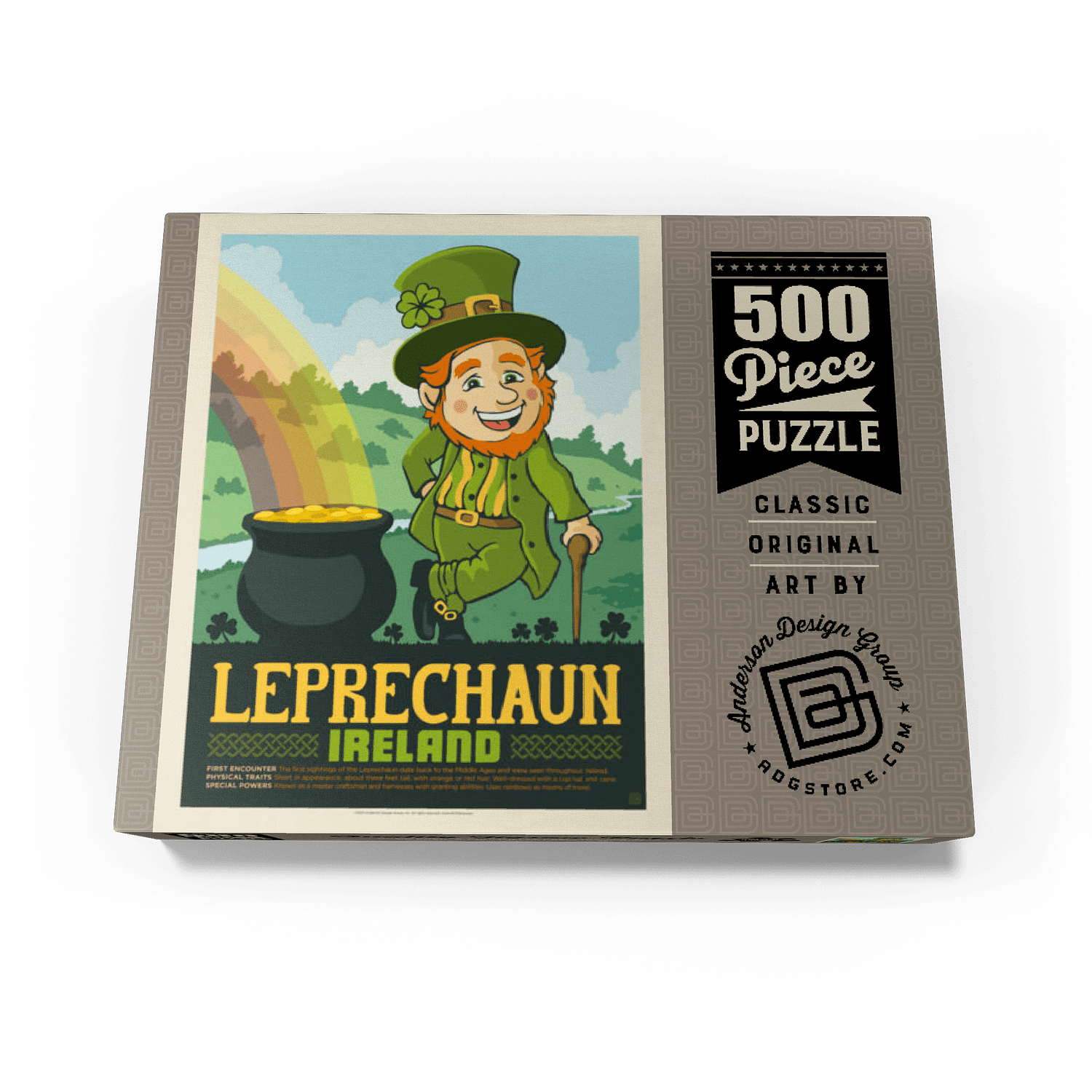 MyPuzzle - Mythical Creatures: Leprechaun (Ireland), Vintage Poster - Premium 500 Piece Jigsaw Puzzle for Adults