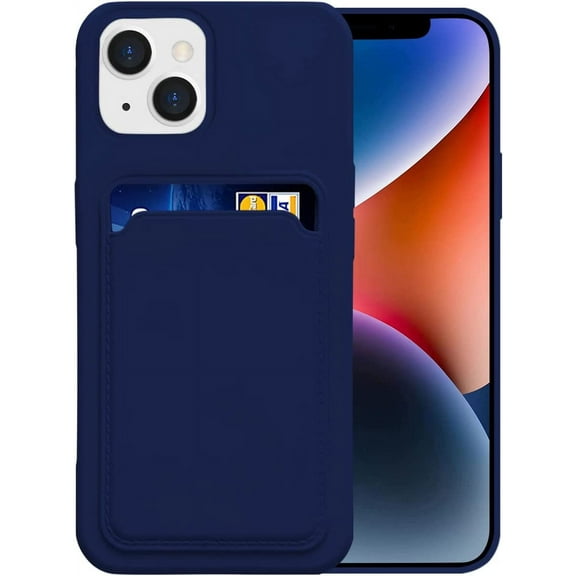 Silicone Card Case Compatible with iPhone 13/ iPhone 14 Case-Dark Blue