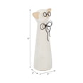 thumbnail image 5 of Decorative Ceramic Cat with Glasses Figurine for Home Decor - Ornaments Accent for Bathroom, Office Desk, and Shelf Display - Statue for Living Room and Coffee Table Styling - 8", White, 5 of 14