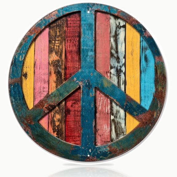 Peace Symbol Metal Sign