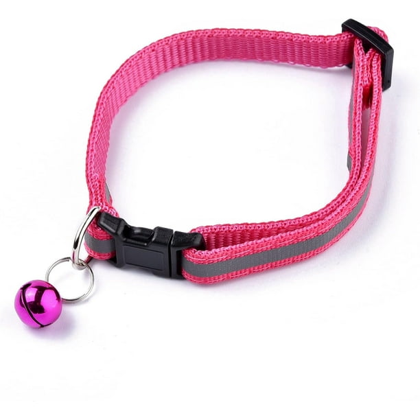 10 Collares Reflectantes para Cachorros, Ajustables, de Poliéster, para Perros y Gatos, con Campana de Hierro y Polipropileno (PP).