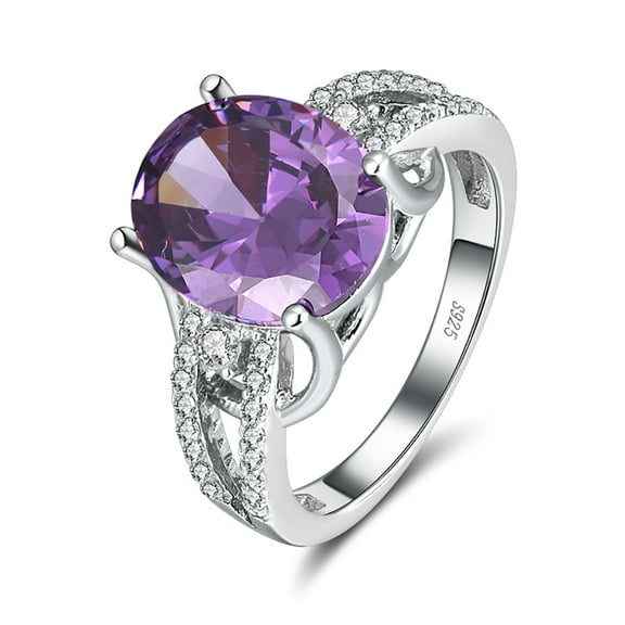 Engagement Statement Ring for Women Sterling Silver Purple CZ Ginger Lyne Collection