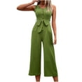 thumbnail image 2 of BONIXOOM Jumpsuits for Women Women's Pants Solid Mid Waisted Long Dance Casual Dress Active Fit Wide-Leg Dress Army Green 2XL, 2 of 9