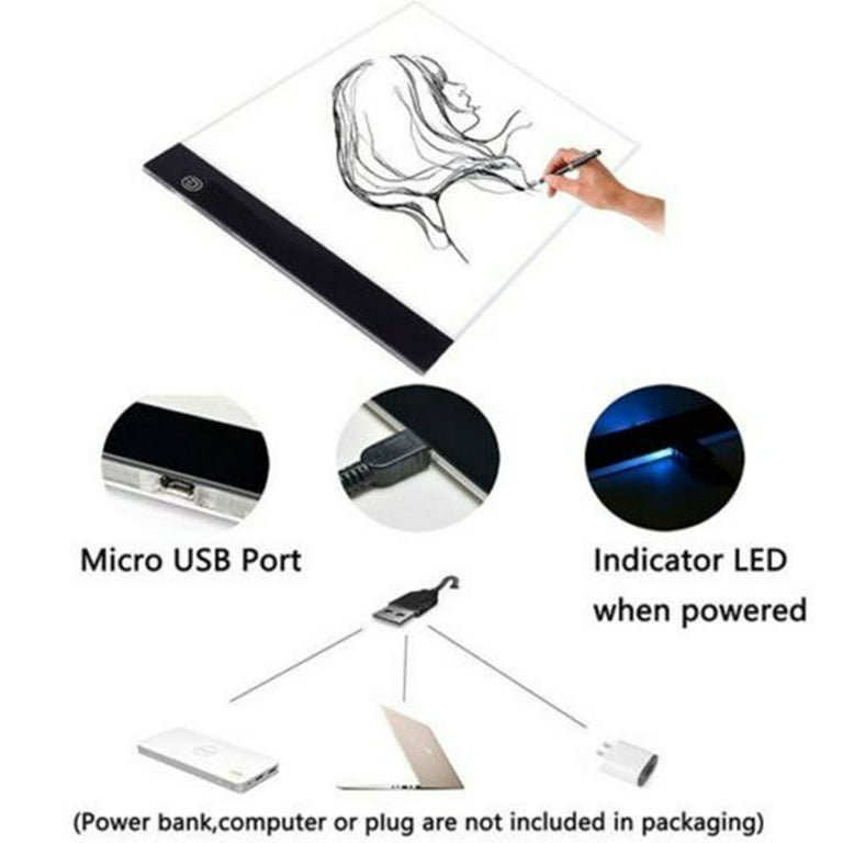  A5 Led Tracing Light Box, LED Tracing Light Box Board A5 Art  Drawing Copy Pad Table+USB Cable, Artists Light Boxes
