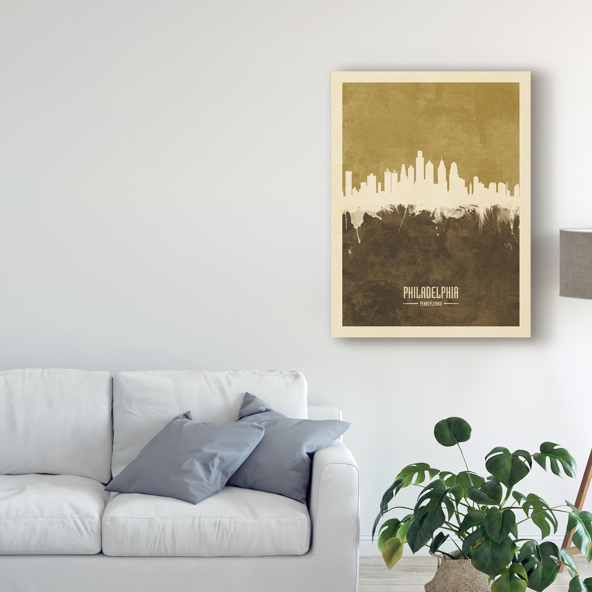 Trademark Fine Art 'Philadelphia Pennsylvania Skyline Brown' Canvas Art by Michael Tompsett