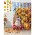 thumbnail image 2 of Fall Shower Curtain Sunflower Pumpkin Bathroom Curtains with Hooks, Waterproof Fabric Haystack Berry Fruit Bird Thanksgiving Bath Shower Curtains Set for Bathroom Bathtubs Decor 36x72 Inch, 2 of 7