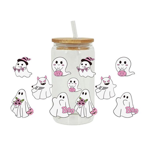Adhesivos de transferencia UV DTF para vasos, serie Halloween, serie Halloween, F5T7