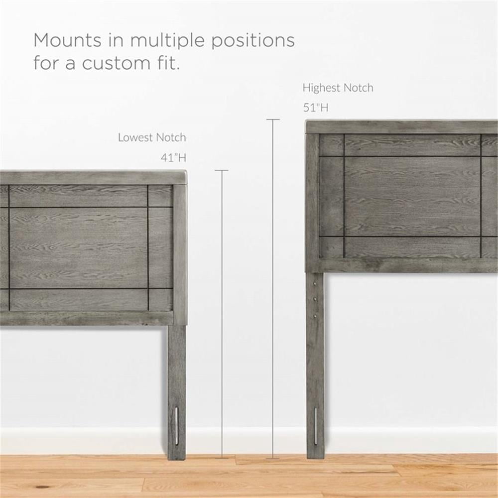 Pemberly Row King Modern Rubberwood and MDF Headboard in Gray