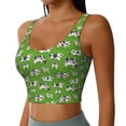 thumbnail image 2 of Bixox Women's Cows With Calfs Green Pattern Fitness Navel Tank Top U-Back Yoga Tank Top Sweatshirt Sports Bra, 2 of 7
