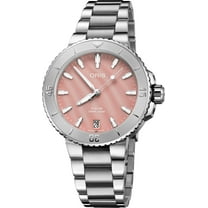 Oris Aquis Date Automatic Pink Dial Steel Women's Watch 01 733 7770 4158-07 8 18 05P