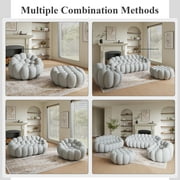 99 Bubble Couch Modern, Oversized Curved Couches, Lazy Floor Sofa, Light Gray Bubble Couch,Upholstered Comfy Mesh Fabric 3D Honeycomb Shape Couches for Living Room, Office, Apartment, 3-Seater