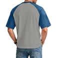 thumbnail image 4 of Havenx Raglan Sleeve T-Shirts for Men Denim Short Sleeve T-Shirt Patchwork Crew Neck Tees Contrast Colors Casual Comfy Trendy Summer Gym Fashion Clothing,Gray 3XL, 4 of 5
