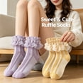 thumbnail image 2 of TELOLY 3Pairs Kids Socks,4-6 Years Old Ruffle Socks,Lace Trim Lace Socks,Combination2, 2 of 6