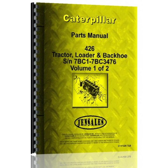 Caterpillar 426 Tractor Loader Backhoe Parts Manual