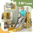 thumbnail image 3 of Qaba 3 in 1 Toddler Slide with Basketball Hoop for Kids 1-3 Years, Yellow, 3 of 9