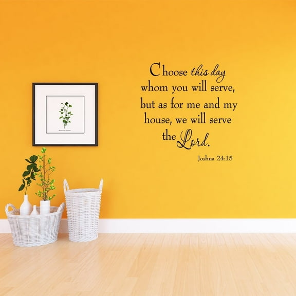 VWAQ Choose This Day Whom you will Serve as For Me and my House we will Serve the Lord Joshua Scripture Black Vinyl Wall Decal Quote (22.5"H x 22"W)