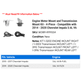 thumbnail image 2 of Engine Motor Mount and Transmission Mount Kit - 4-Piece - Compatible with 2014 - 2020 Chevy Impala 3.6L V6 2015 2016 2017 2018 2019, 2 of 2