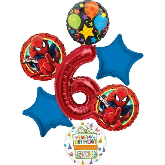 Spider-man Party Supplies 6th Birthday Spiderman in Action Balloon Bouquet Decorations