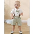 thumbnail image 6 of CARETOO Baby Boy Clothes Newborn Infant Shirt Bowtie Beret Suspender Pant 0-18M Gentleman Outfit, 6 of 17