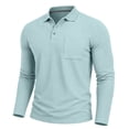 thumbnail image 2 of Fengqque Mens Casual Polo Shirt Summer Short Sleeve Vacation Button Beach Stretchy Golf Shirts Sky Blue L, 2 of 7