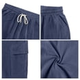 thumbnail image 5 of Nestiefly Mens Linen Cargo Shorts Casual Drawstring Shorts Relaxed Fit Summer Beach for Men 2026 Navy M, 5 of 7