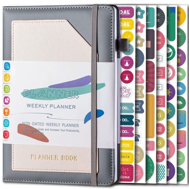 Planificador mensual 2024-2026, planificador mensual, cuaderno de tapa dura resistente al agua, planificador semanal A5, cuaderno perfecto para la escuela y la oficina, cuaderno con pegatinas