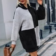 thumbnail image 5 of LYXSSBYX Womens Long Sleeve Dress Hot Sale Clearance Women's Loose Long Two-Color Matching Long Sleeve Plush Hooded Tops, 5 of 7