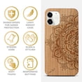 thumbnail image 4 of Case Yard Wooden Case Outside Soft TPU Silicone Slim Fit Shockproof Wood Protective Phone Cover for Girls Boys Men and Women Supports Wireless Charging Flower Mandala 2 Design case for iPhone-12-Mini, 4 of 7