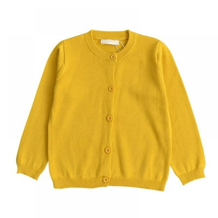 

SYNPOS 1-5T Baby Little Girls Cute Autumn Winter Button Knitted Sweater Cardigan Warm Clothes