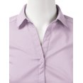 thumbnail image 4 of DOUBLJU Women's Slim Fit Plain Classic Short Sleeve Button Down Collar Shirt Blouse, 4 of 5