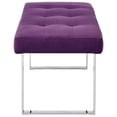thumbnail image 4 of Posh Living Myles Tufted Velvet Bench with Stainless Steel Legs in Purple/Chrome, 4 of 8