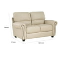 thumbnail image 5 of 63 Inch Loveseat, Cream Top Grain and Faux Leather, Brown Solid Wood, 5 of 6