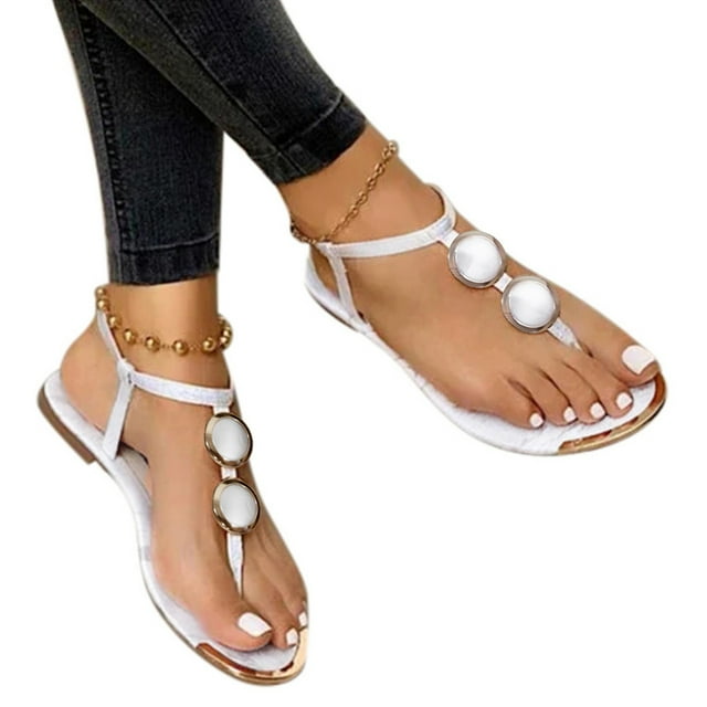 Kcodviy Sandales Chaussures Ouvertes Décontractées Tongs Pantoufles pour Femmes Été Tongs à Bout Boucle Duveteuses Pantoufles de Maison pour Femmes Tongs Femmes Romaines à Bride Pantoufles pour Femmes Pantoufle pour Femme