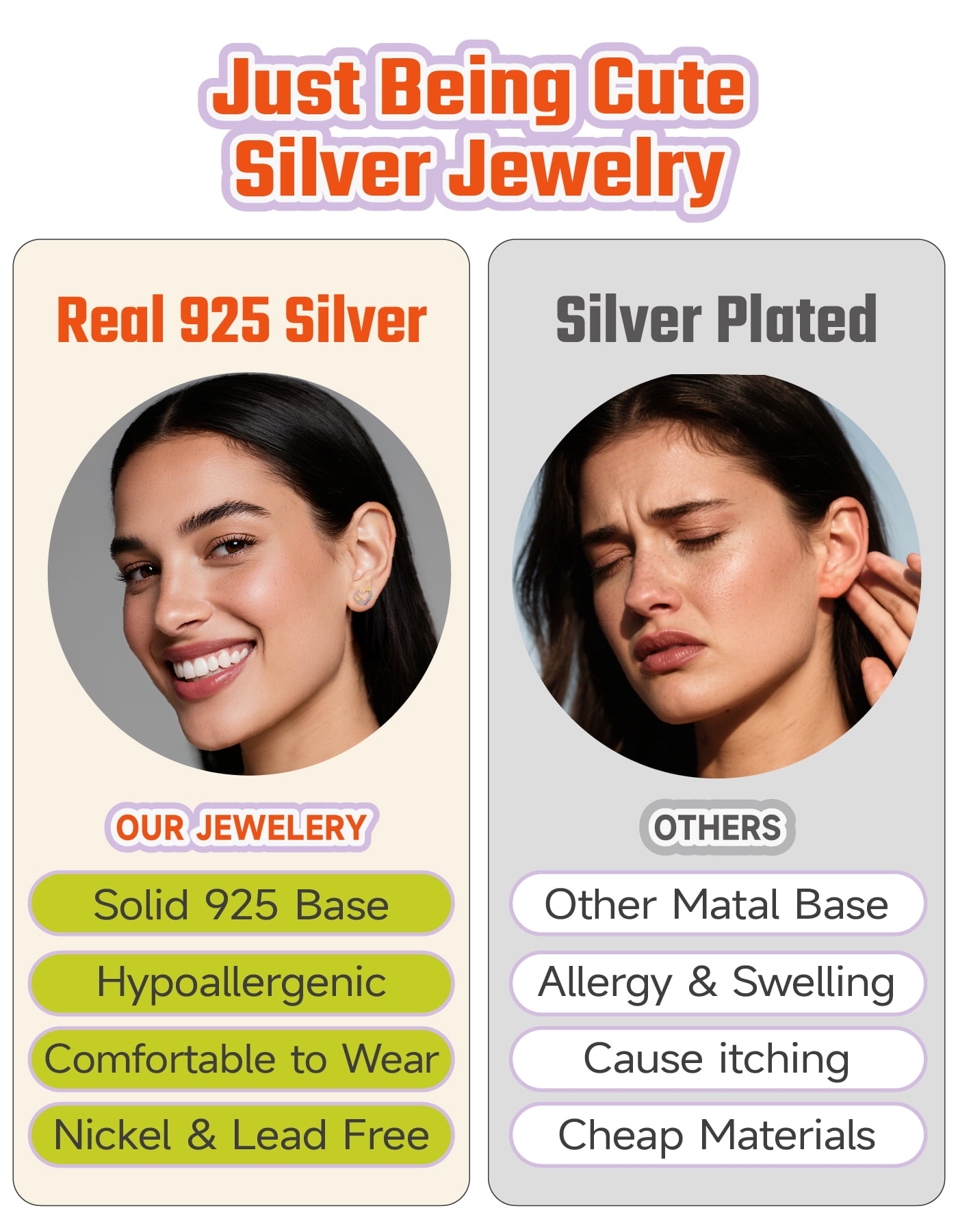 Just Being Cute Real Sterling Silver Heart Earrings for Women 14K Gold Plated Stud Earring with White Zircon Mothers Day Jewelry Gifts Her Girlfriend Wife Adults Age Ideas