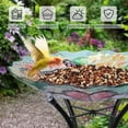 thumbnail image 6 of Glass Birdbath with Metal Stand Outdoor for Lawn Yard Garden Butterfly Decor, 18” Dia 21.65” Height, 6 of 7