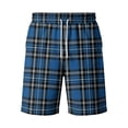 thumbnail image 4 of HKYNLAG Men's Plaid Shorts Knee Length Casual Elastic Waist Drawstring Bermuda Shorts for Lounge Summer Beach Shorts Dark Blue XL, 4 of 5