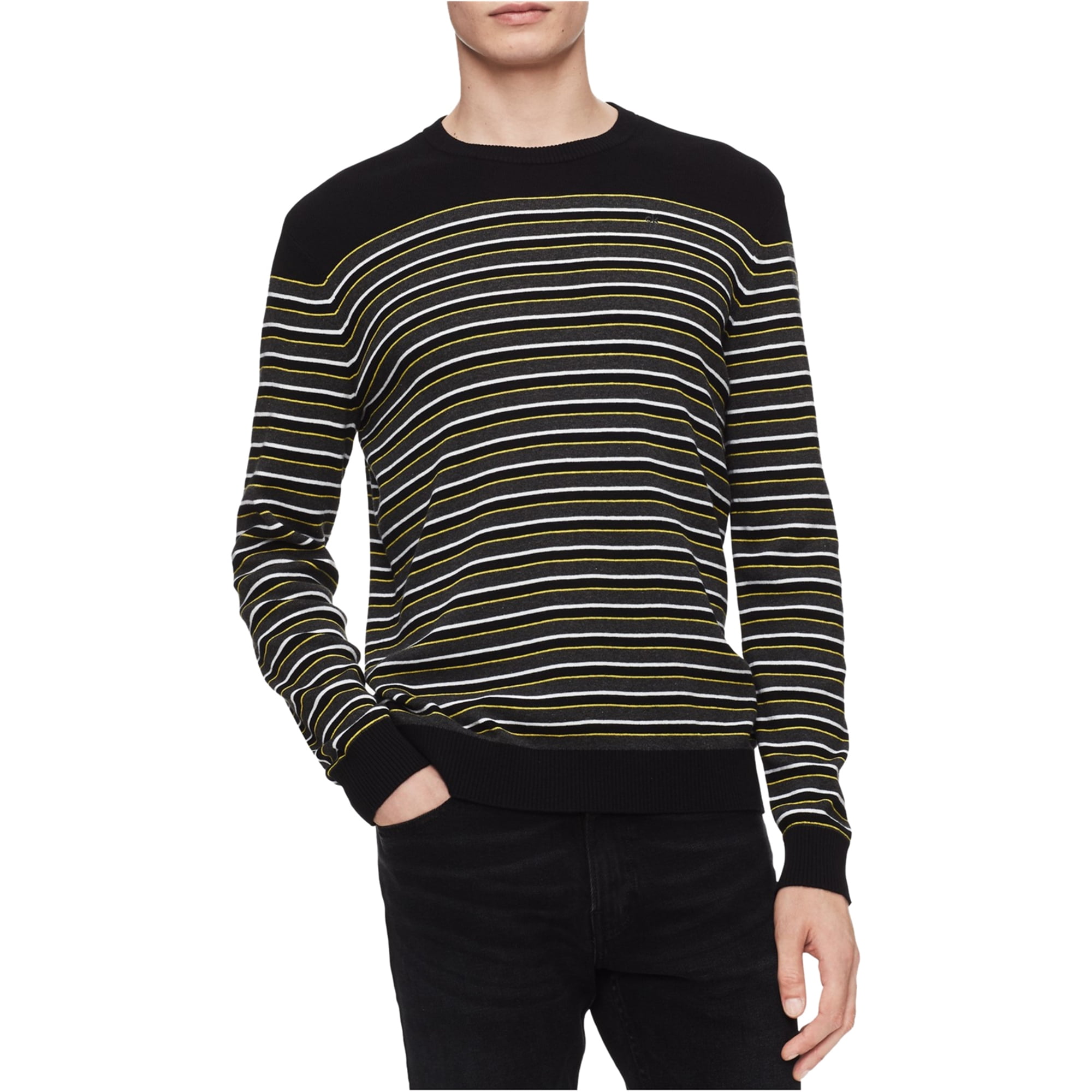 Calvin Klein - Calvin Klein Mens Three Tone Striped Pullover Sweater ...