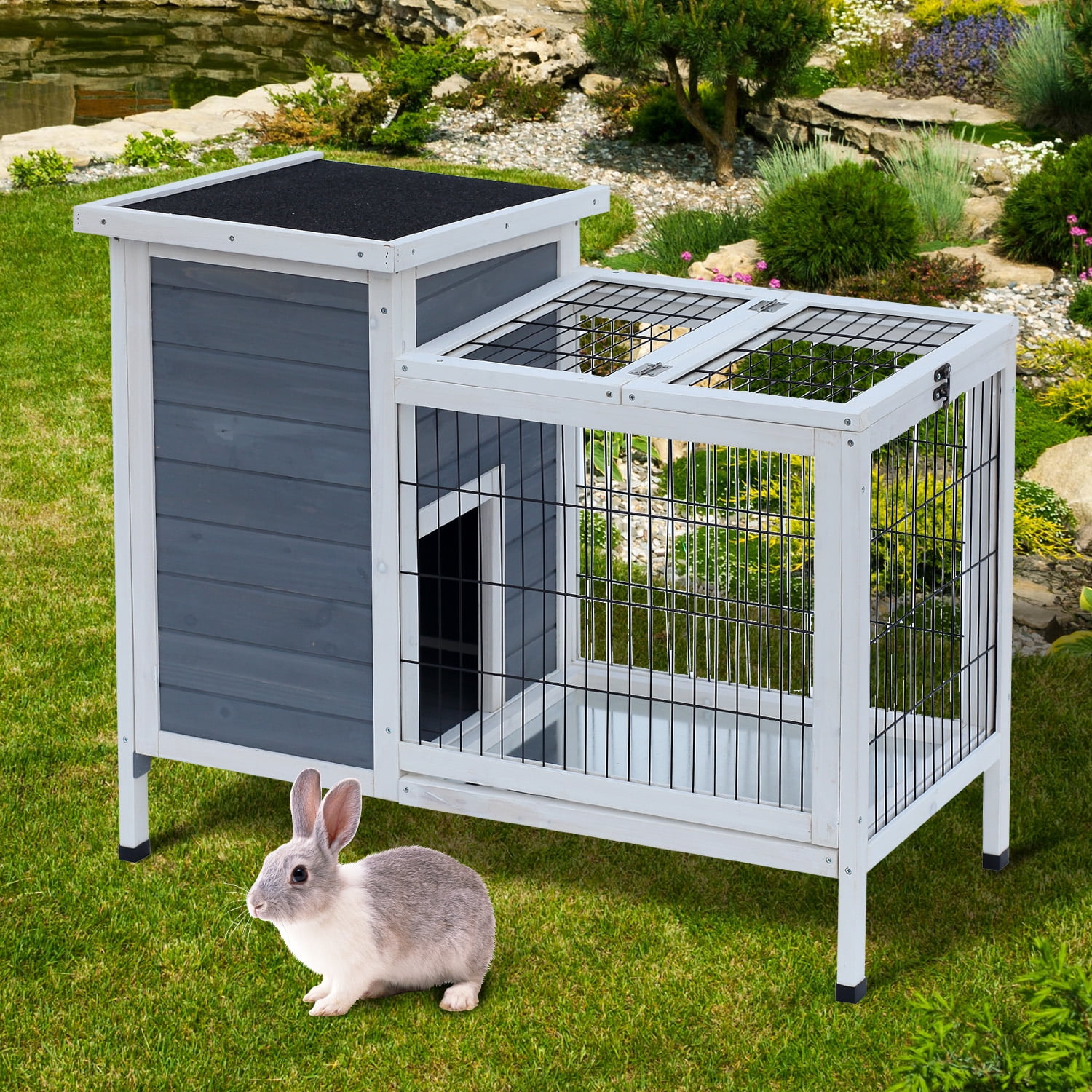 white bunny cage