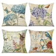 thumbnail image 1 of Farmhouse Pillow Covers 18x18 Set of 4 Spring Summer Throw Pillow Covers Linen Flower Butterfly Bird Decorative Pillowcases for Sofa Couch Living, 1 of 5