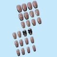 thumbnail image 2 of Uñas postizas de color rosa con punta francesa mediana negra y lazo negro 3D, 2 of 2