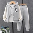thumbnail image 2 of Hansber Girls 2-Piece Active Hoodie and Athletic Jogger Sweatpants and Sweatshirt Kids Clothing Set Grey 2Y, 2 of 7