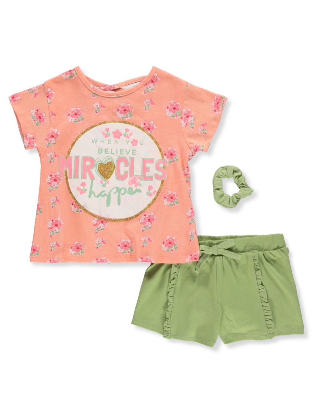 Pink Velvet Girls' 3-Piece Miracle Shorts Set Outfit - sage green, 7 ...