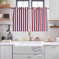 thumbnail image 2 of Red Blue White Striped Kitchen Curtains Short 45 Inch Length, Modern Simple Stripes Grommet Top Bedroom Living Room Curtains, Light Filtering Cafe Curtain Drapes 2 Panels Set 84''x45'', 2 of 9