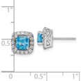 thumbnail image 2 of 14K White Gold Lab Grown Diamond And Blue Topaz Halo Post Earrings (9 X 9) Made In India em9037-bt-038-wlg, 2 of 4